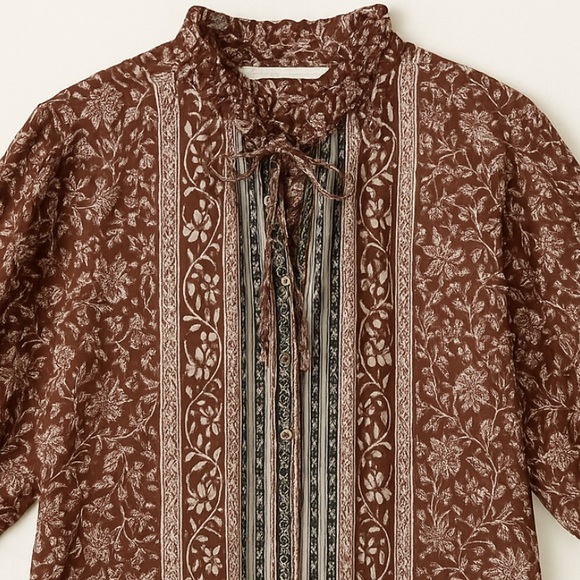 🌺👚Free People Border Batik Buttondown Top Blouse – S 8 10 2025 Trendy - Picture 8 of 14